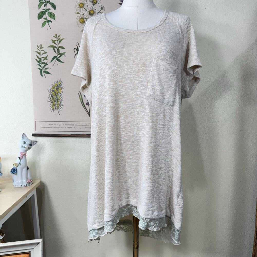 Lace Trim Tunic Top Gloomy Coquette Forest Fairy Grunge Mori Kei Lagenlook XXL